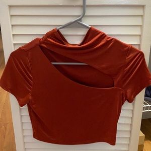 Red/Orange High Neck Crop Top
